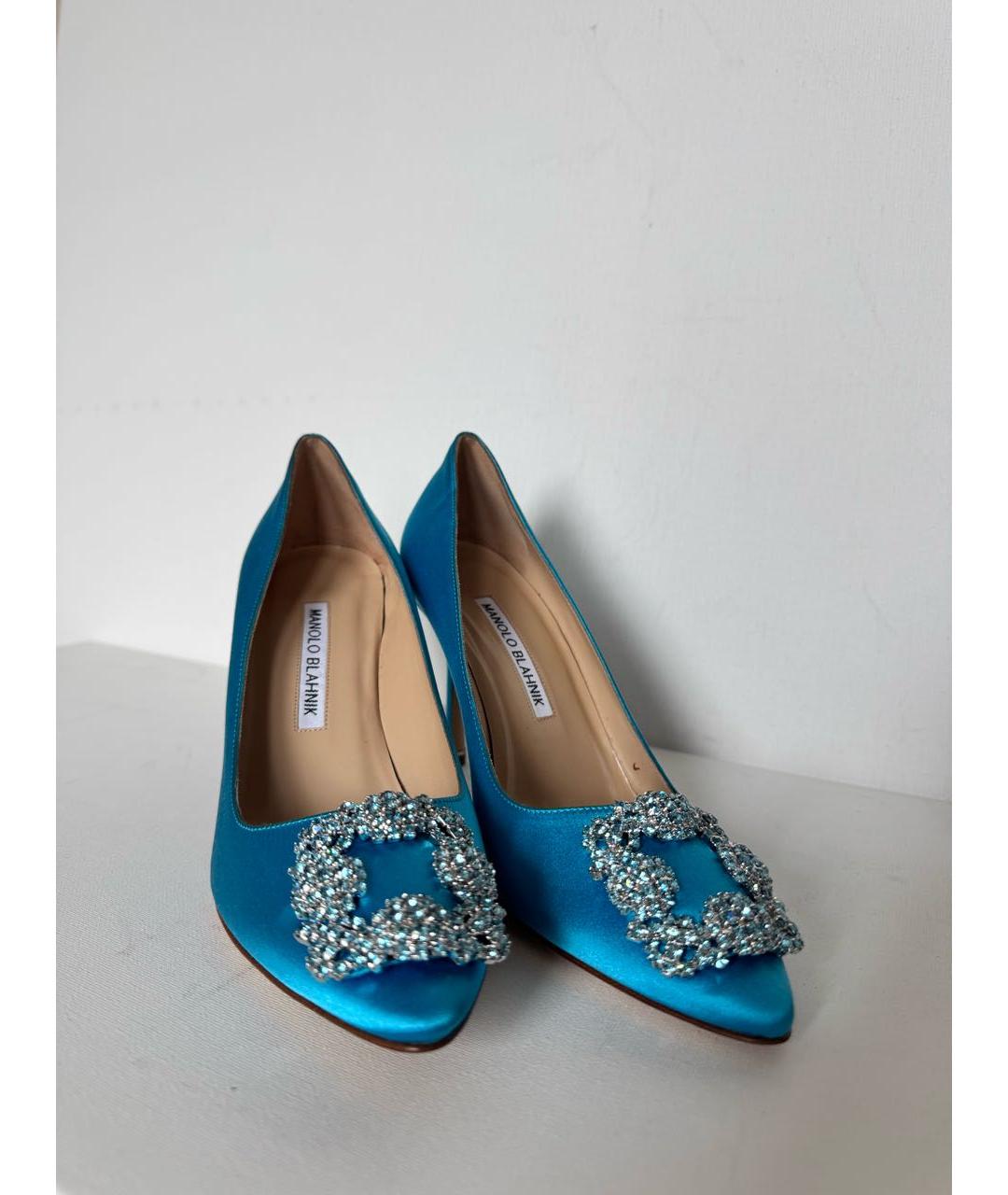 MANOLO BLAHNIK Бирюзовые кожаные туфли, фото 6