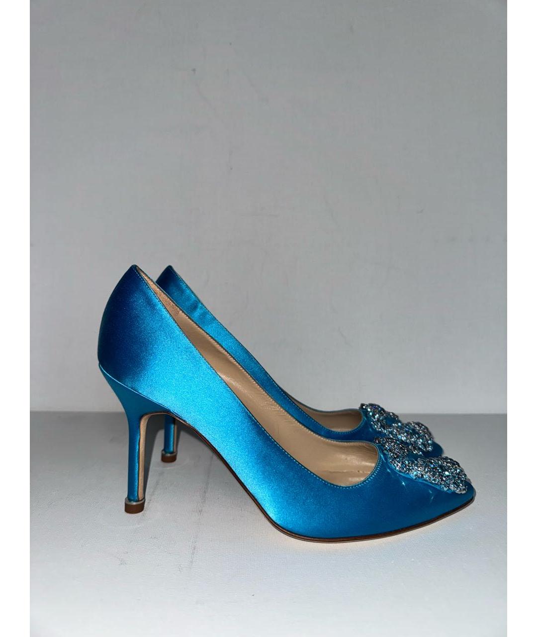 MANOLO BLAHNIK Бирюзовые кожаные туфли, фото 9