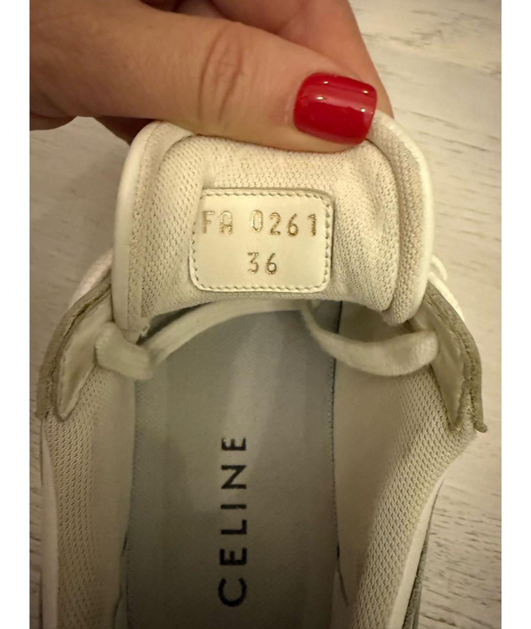 CELINE Белые кожаные кроссовки, фото 4