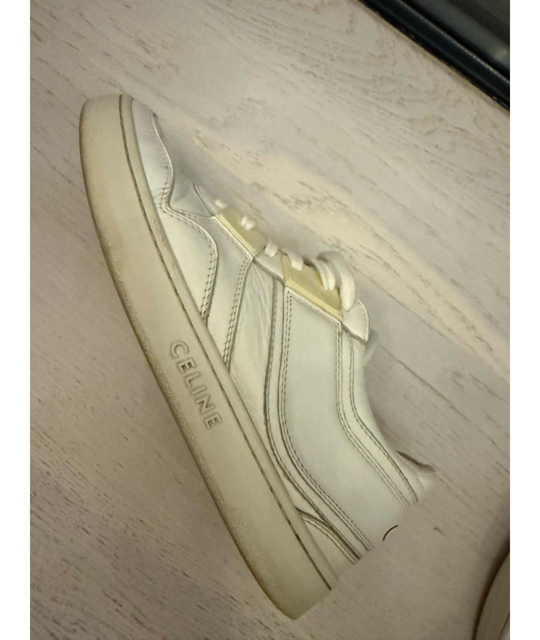 CELINE Белые кожаные кроссовки, фото 8