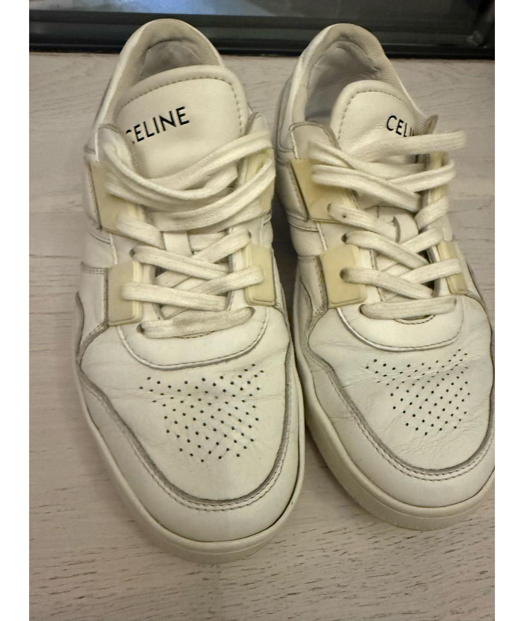 CELINE Белые кожаные кроссовки, фото 6