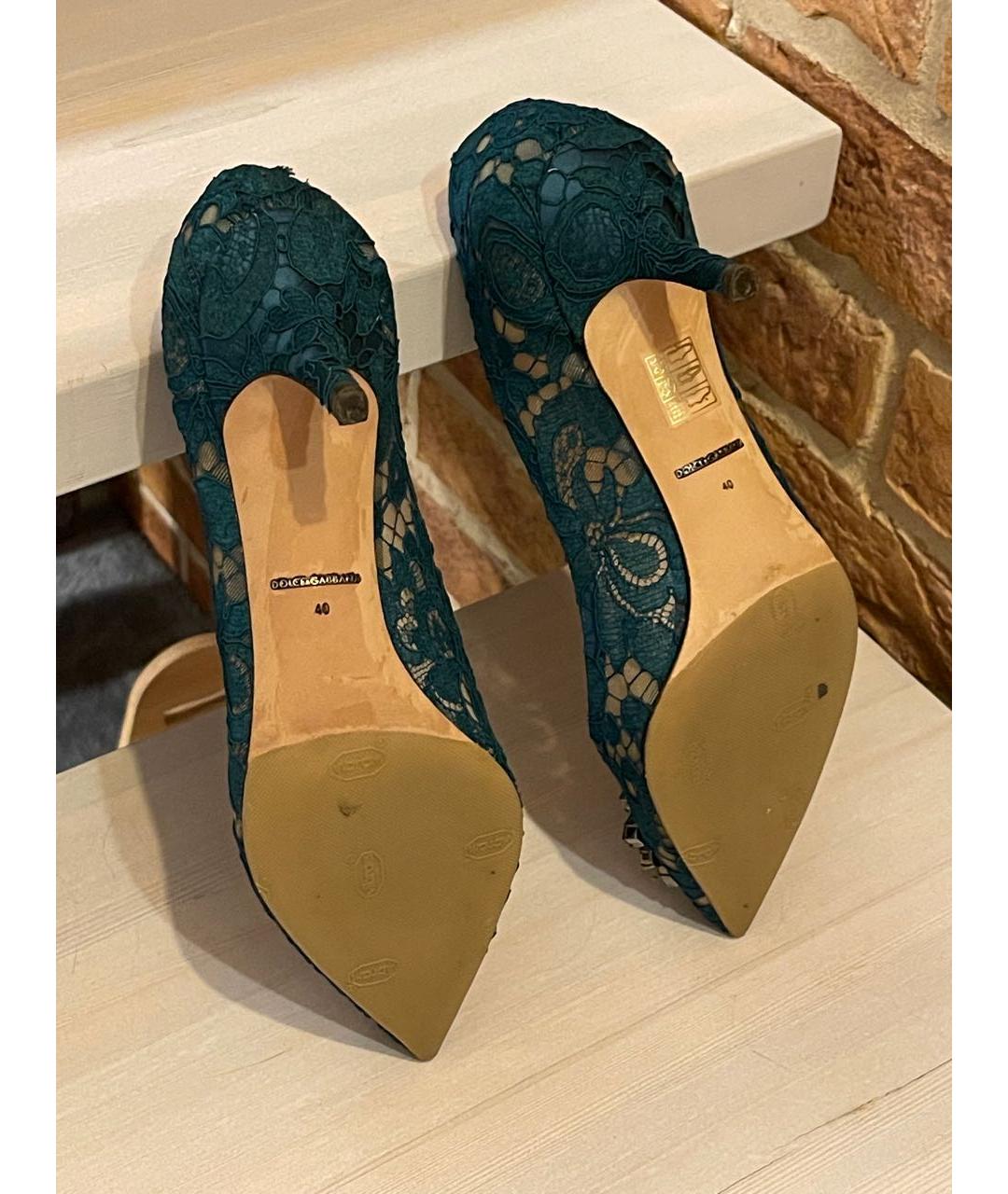 DOLCE&GABBANA Зеленые текстильные туфли, фото 4