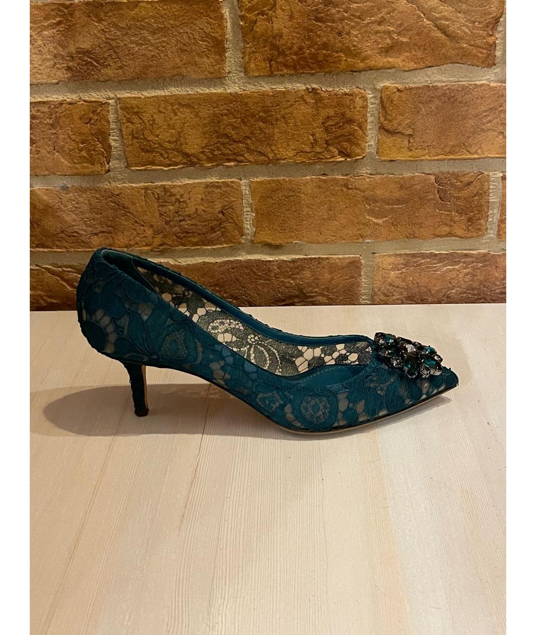 DOLCE&GABBANA Зеленые текстильные туфли, фото 5