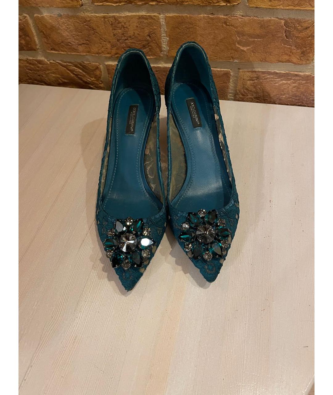 DOLCE&GABBANA Зеленые текстильные туфли, фото 2