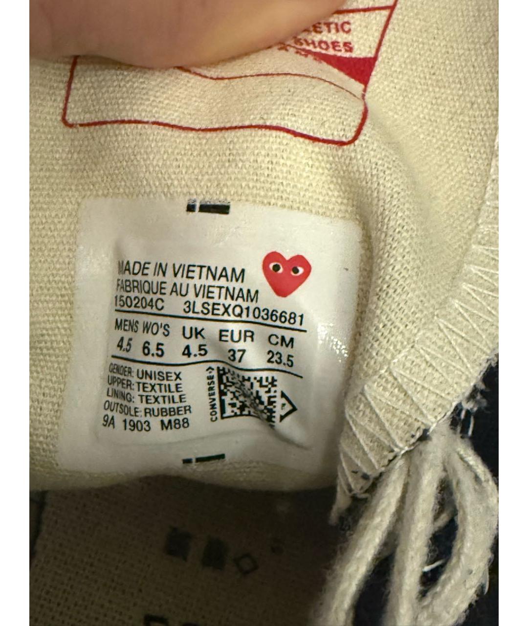 COMME DES GARÇONS PLAY Черные текстильные кеды, фото 3