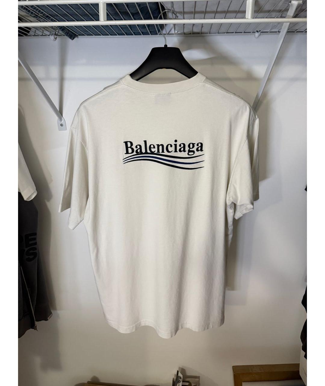 BALENCIAGA Белая хлопковая футболка, фото 2