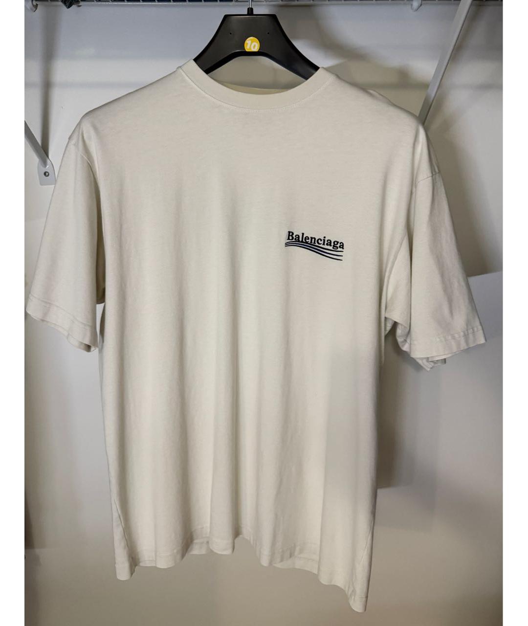 BALENCIAGA Белая хлопковая футболка, фото 5