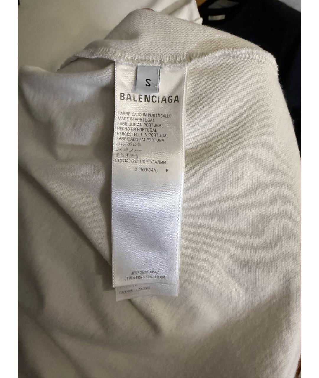 BALENCIAGA Белая хлопковая футболка, фото 4