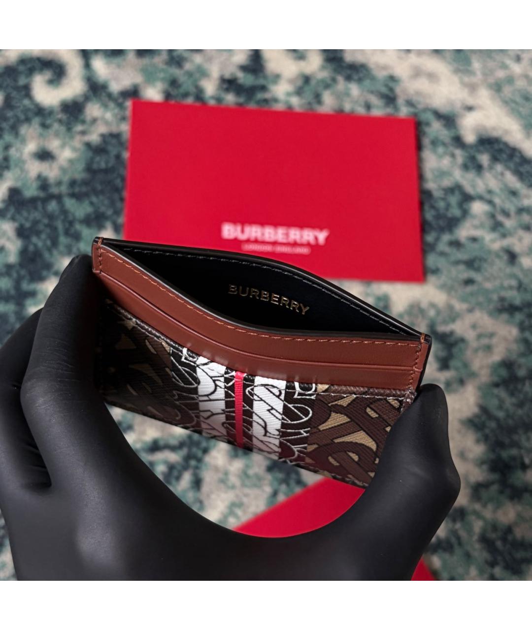BURBERRY Коричневый кожаный кардхолдер, фото 5