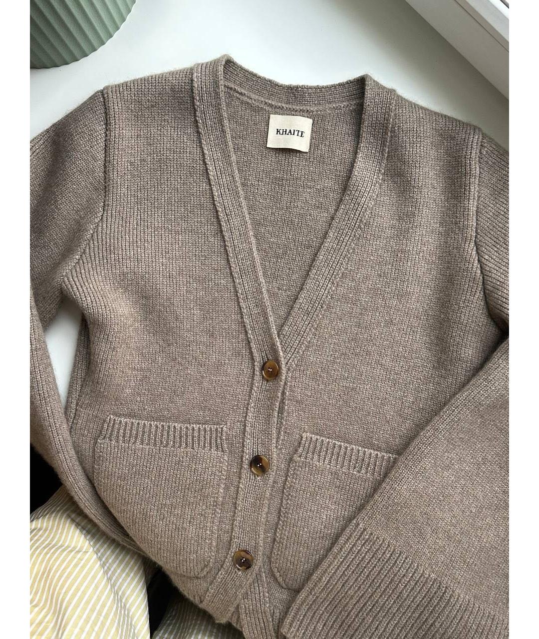 KHAITE Бежевый кашемировый кардиган, фото 2
