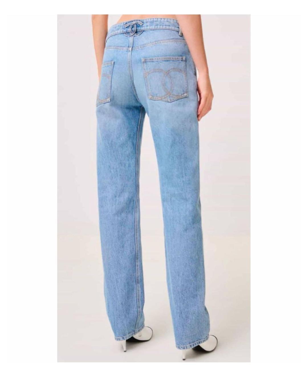 CHANEL Голубые хлопковые прямые джинсы, фото 2