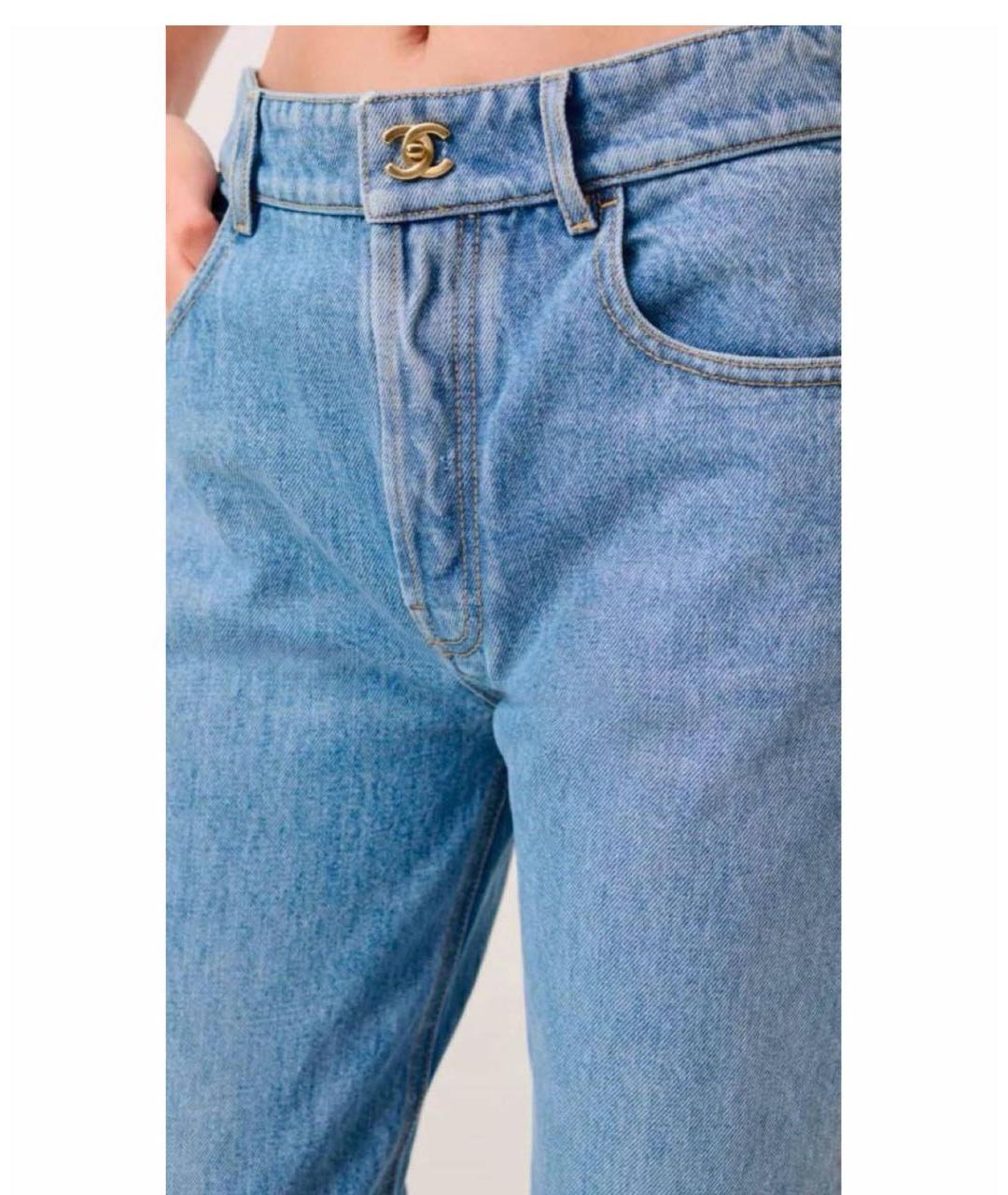 CHANEL Голубые хлопковые прямые джинсы, фото 3