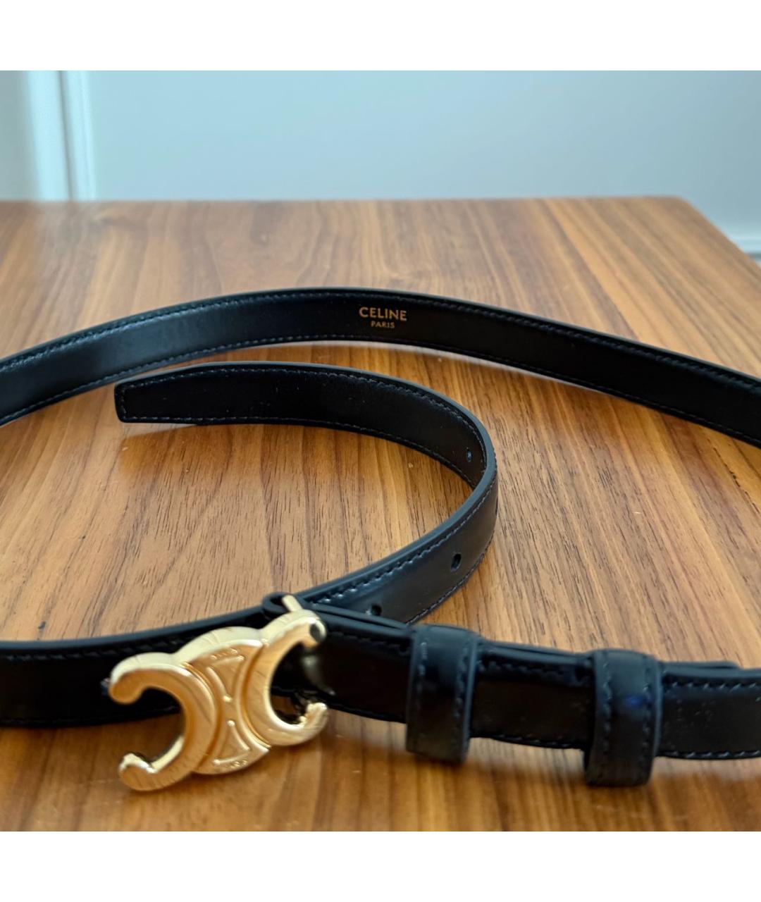CELINE Черный кожаный ремень, фото 3