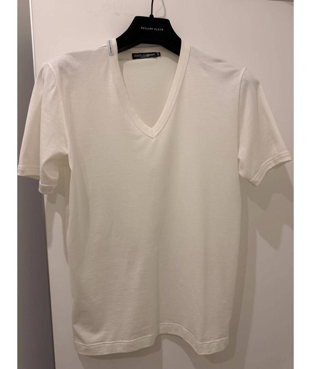 DOLCE&GABBANA Белая хлопковая футболка, фото 4