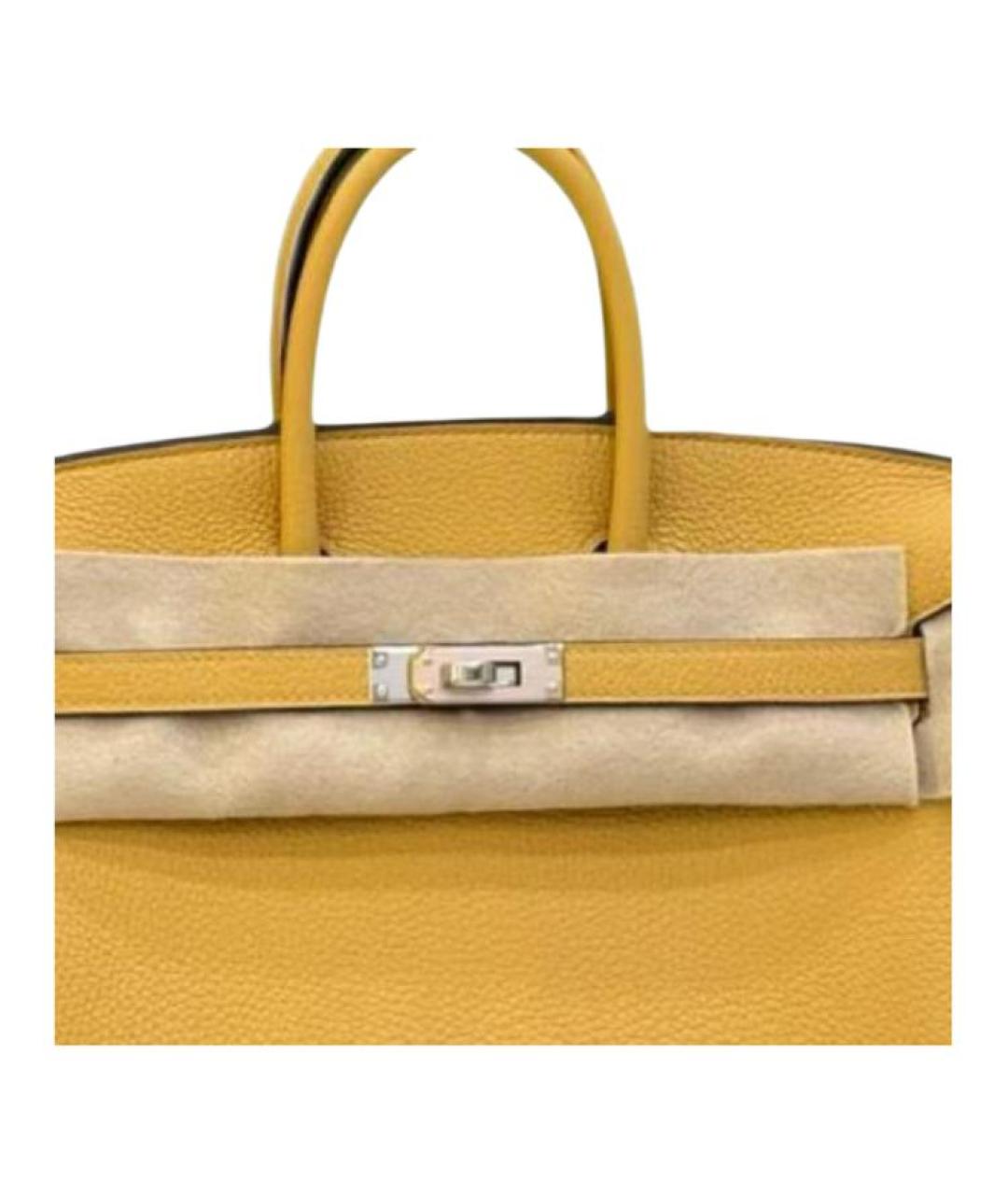 HERMES Желтая кожаная сумка с короткими ручками, фото 4