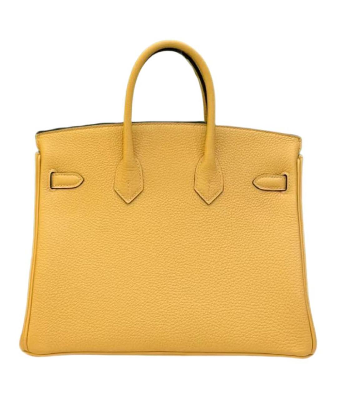 HERMES Желтая кожаная сумка с короткими ручками, фото 2
