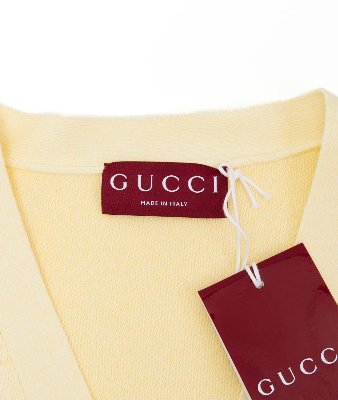 GUCCI Желтый хлопковый кардиган, фото 3