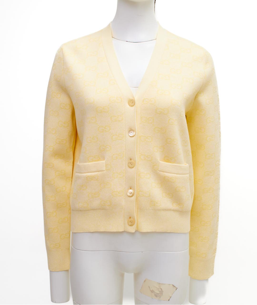 GUCCI Желтый хлопковый кардиган, фото 7