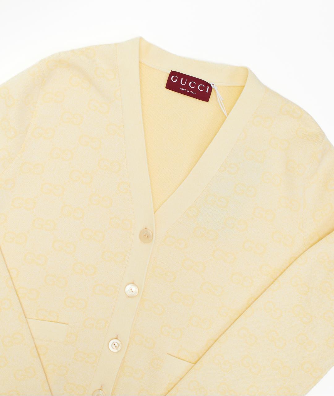 GUCCI Желтый хлопковый кардиган, фото 4