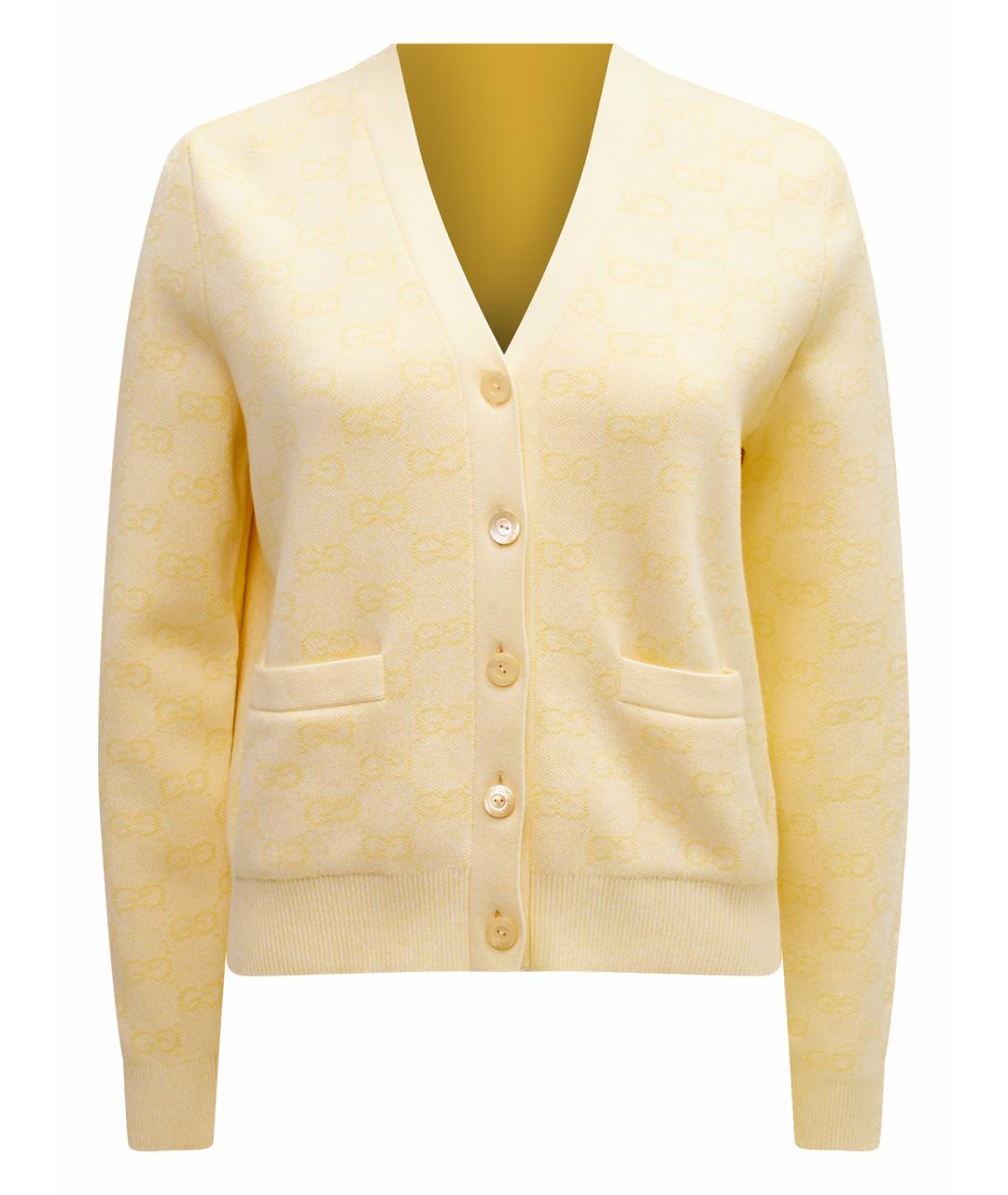 GUCCI Желтый хлопковый кардиган, фото 1
