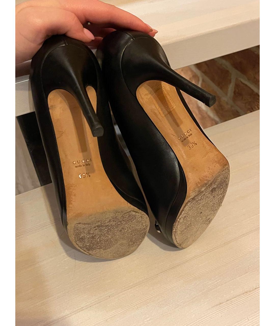 GUCCI Черные кожаные туфли, фото 4