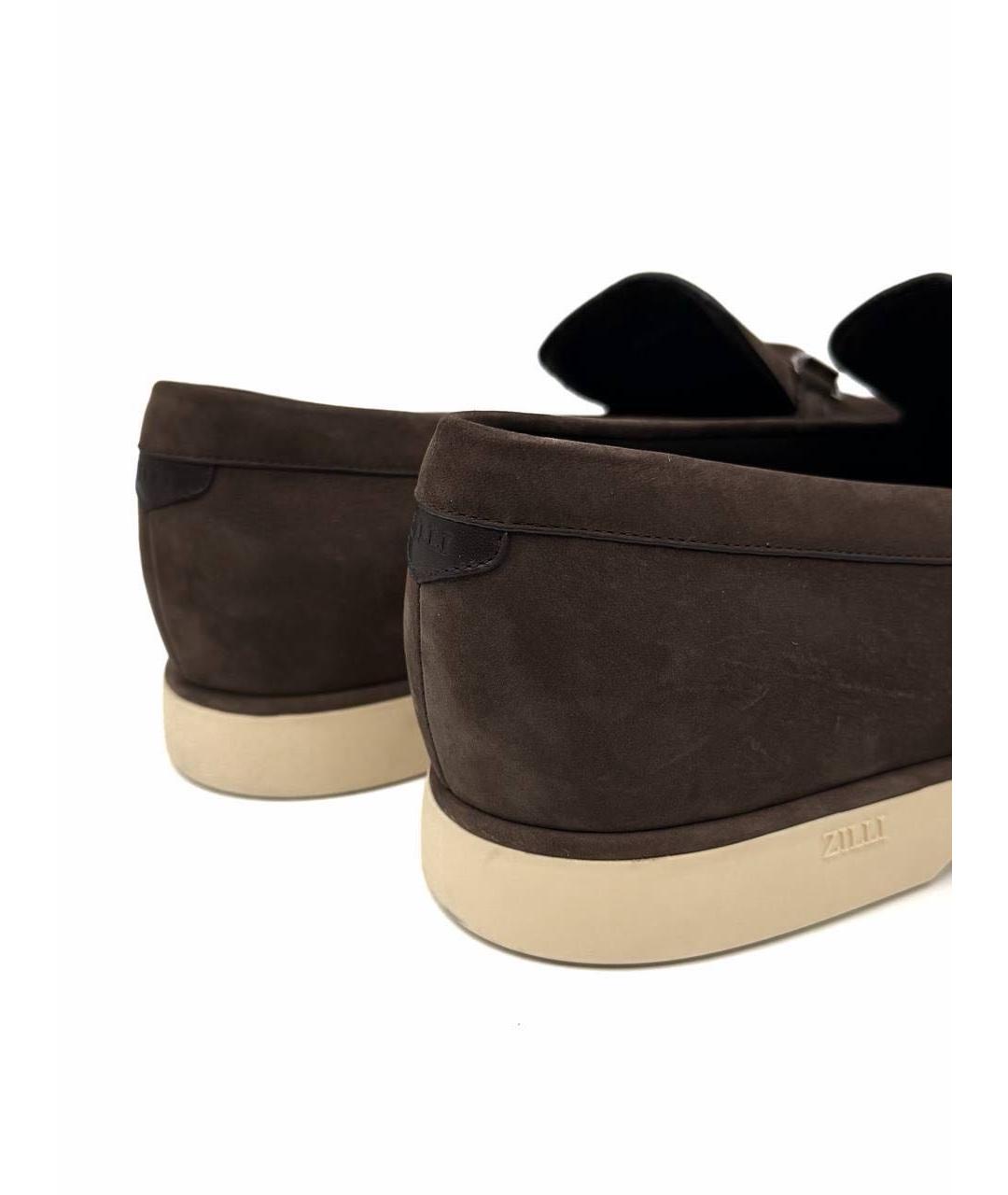 ZILLI Коричневые замшевые лоферы, фото 5
