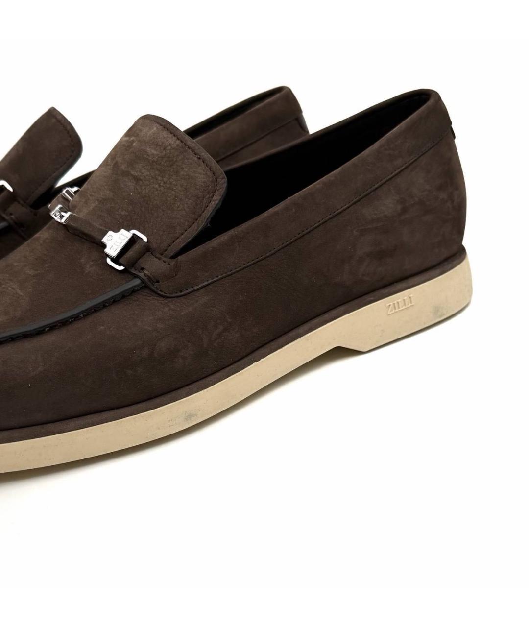 ZILLI Коричневые замшевые лоферы, фото 3