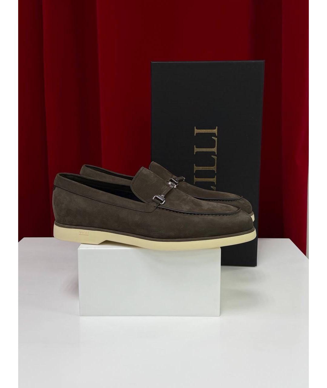 ZILLI Коричневые замшевые лоферы, фото 6