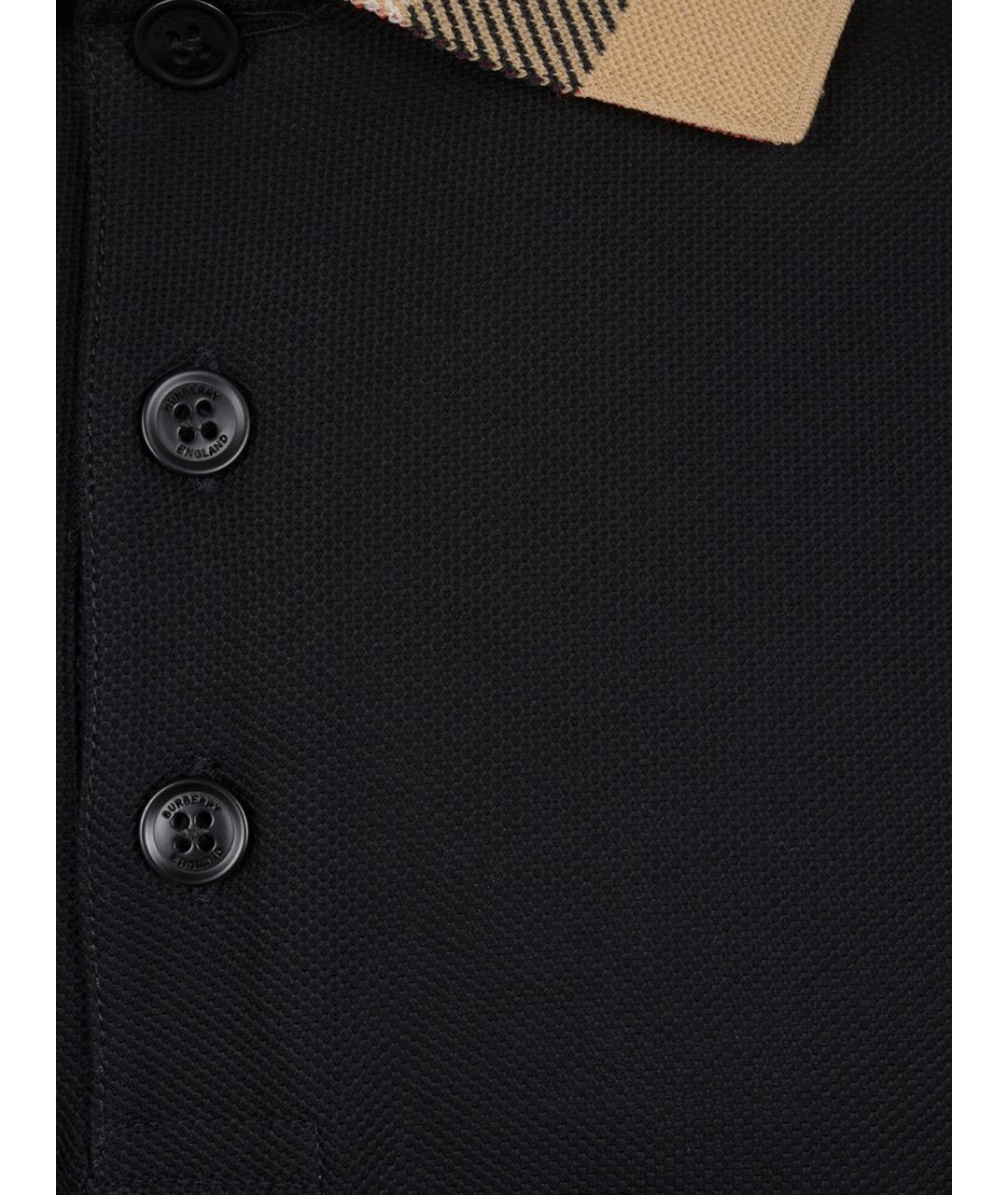 BURBERRY Черное хлопковое поло с коротким рукавом, фото 3