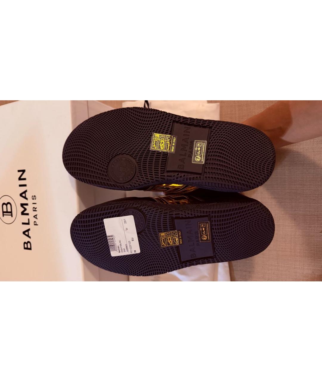 BALMAIN Черные кожаные кроссовки, фото 5