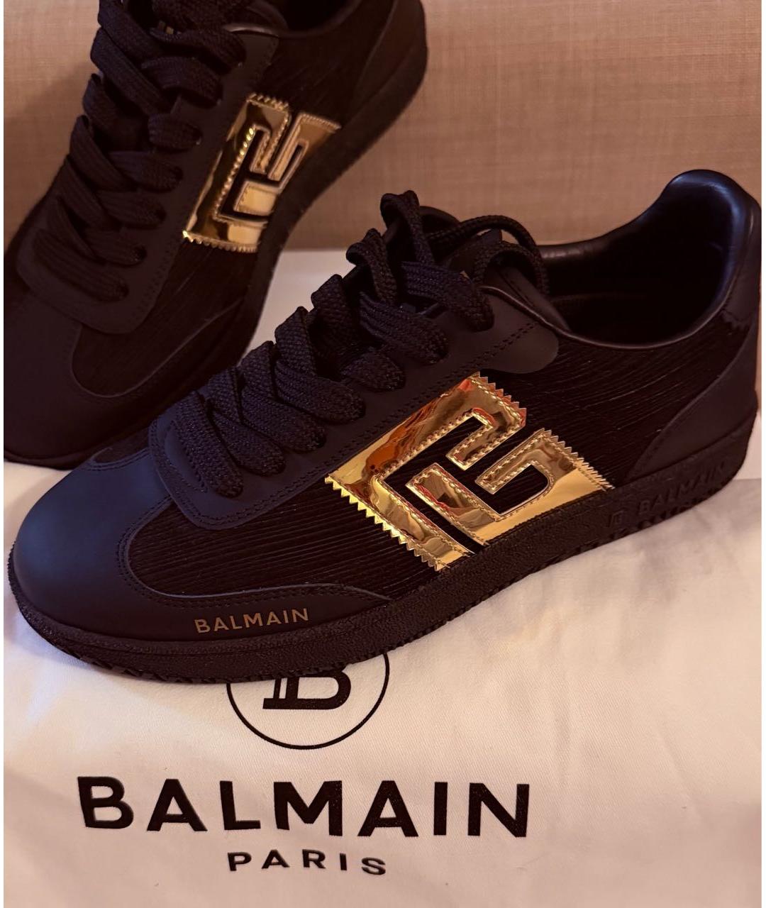 BALMAIN Черные кожаные кроссовки, фото 4