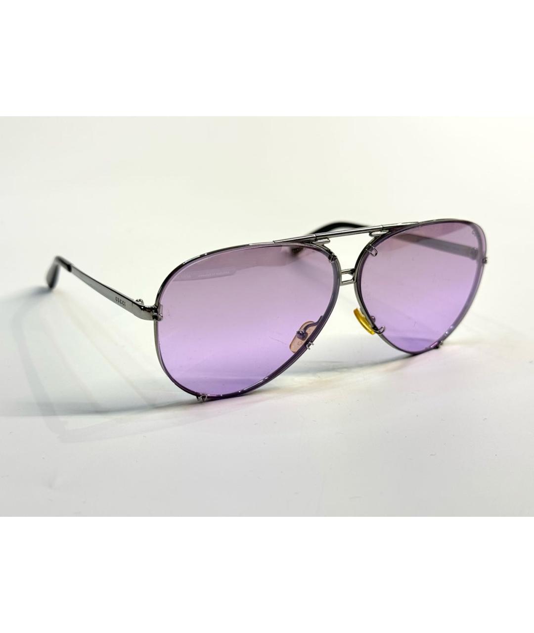 GUCCI Фиолетовые металлические солнцезащитные очки, фото 2
