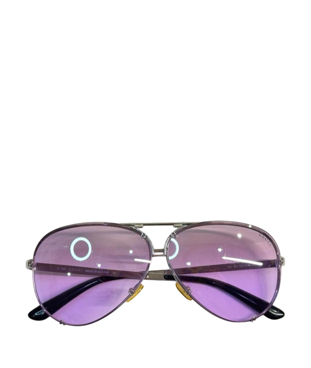 GUCCI Фиолетовые металлические солнцезащитные очки, фото 1