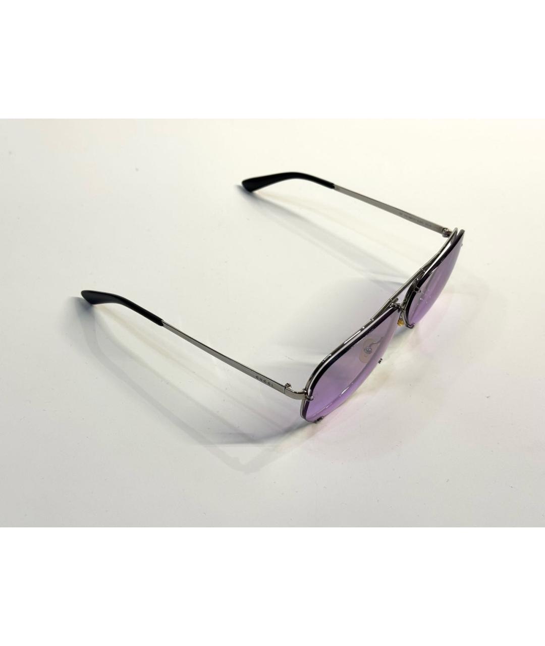 GUCCI Фиолетовые металлические солнцезащитные очки, фото 7