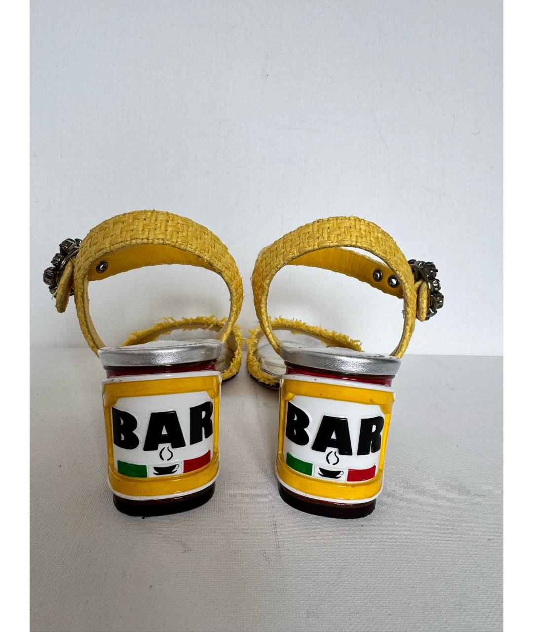 DOLCE&GABBANA Желтые кожаные босоножки, фото 4