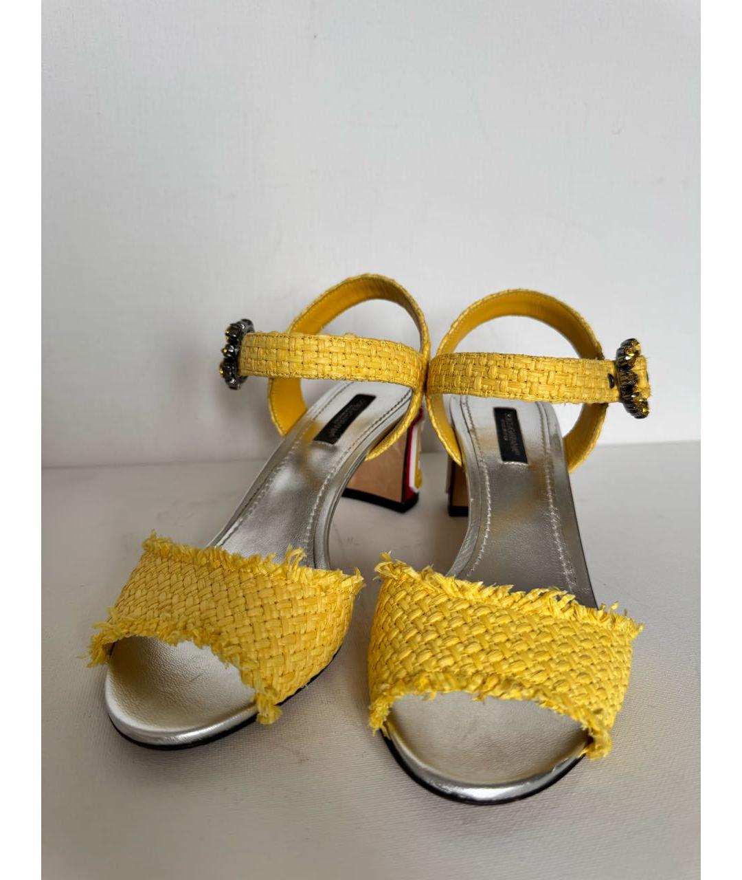 DOLCE&GABBANA Желтые кожаные босоножки, фото 6