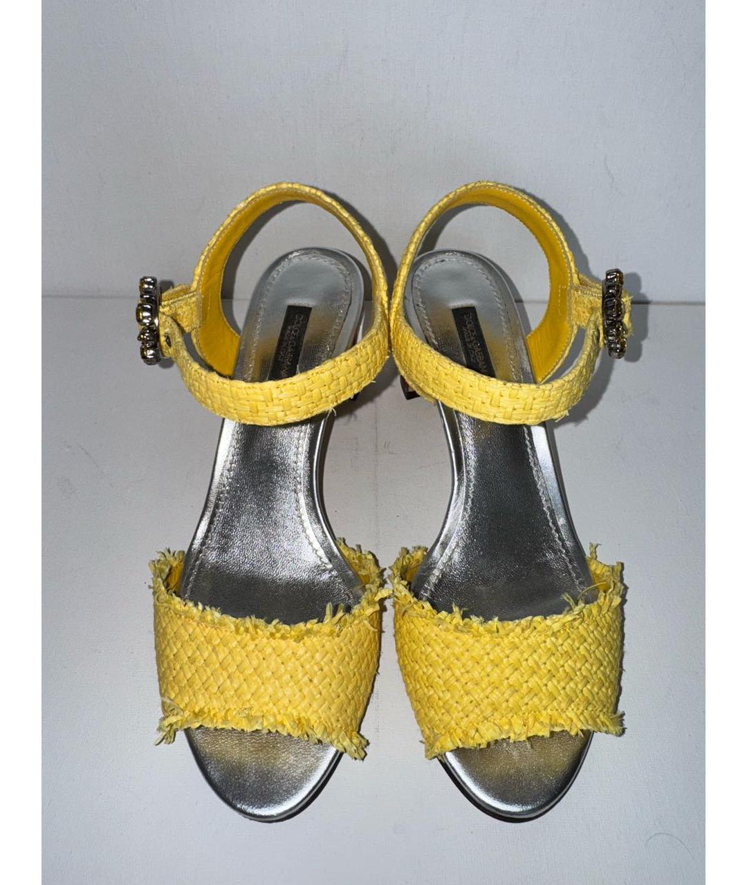 DOLCE&GABBANA Желтые кожаные босоножки, фото 2