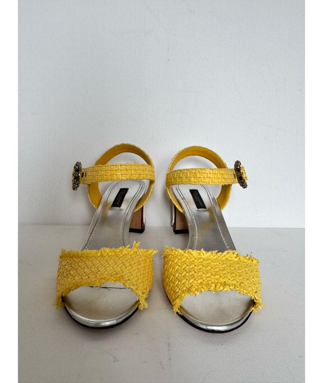 DOLCE&GABBANA Желтые кожаные босоножки, фото 3