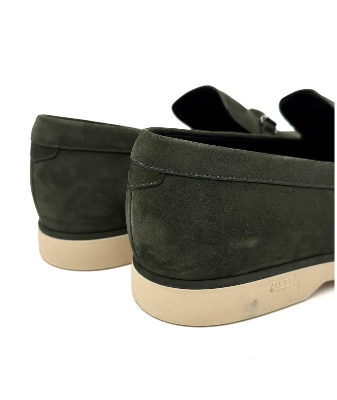 ZILLI Зеленые замшевые лоферы, фото 3
