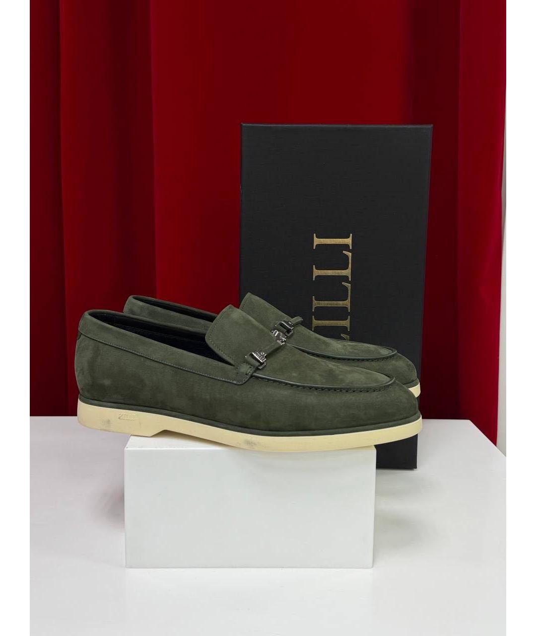 ZILLI Зеленые замшевые лоферы, фото 4