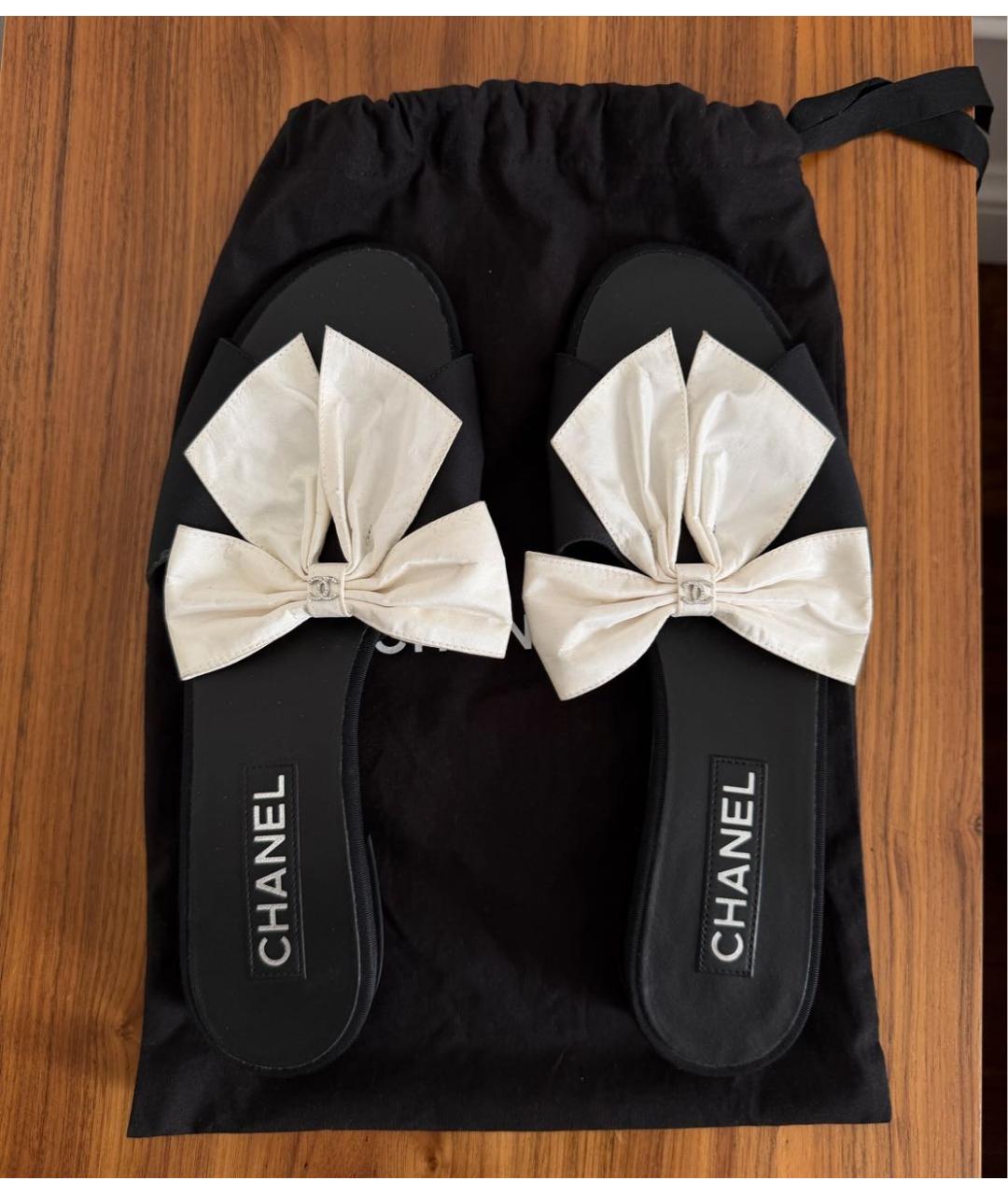 CHANEL Черные шлепанцы, фото 4