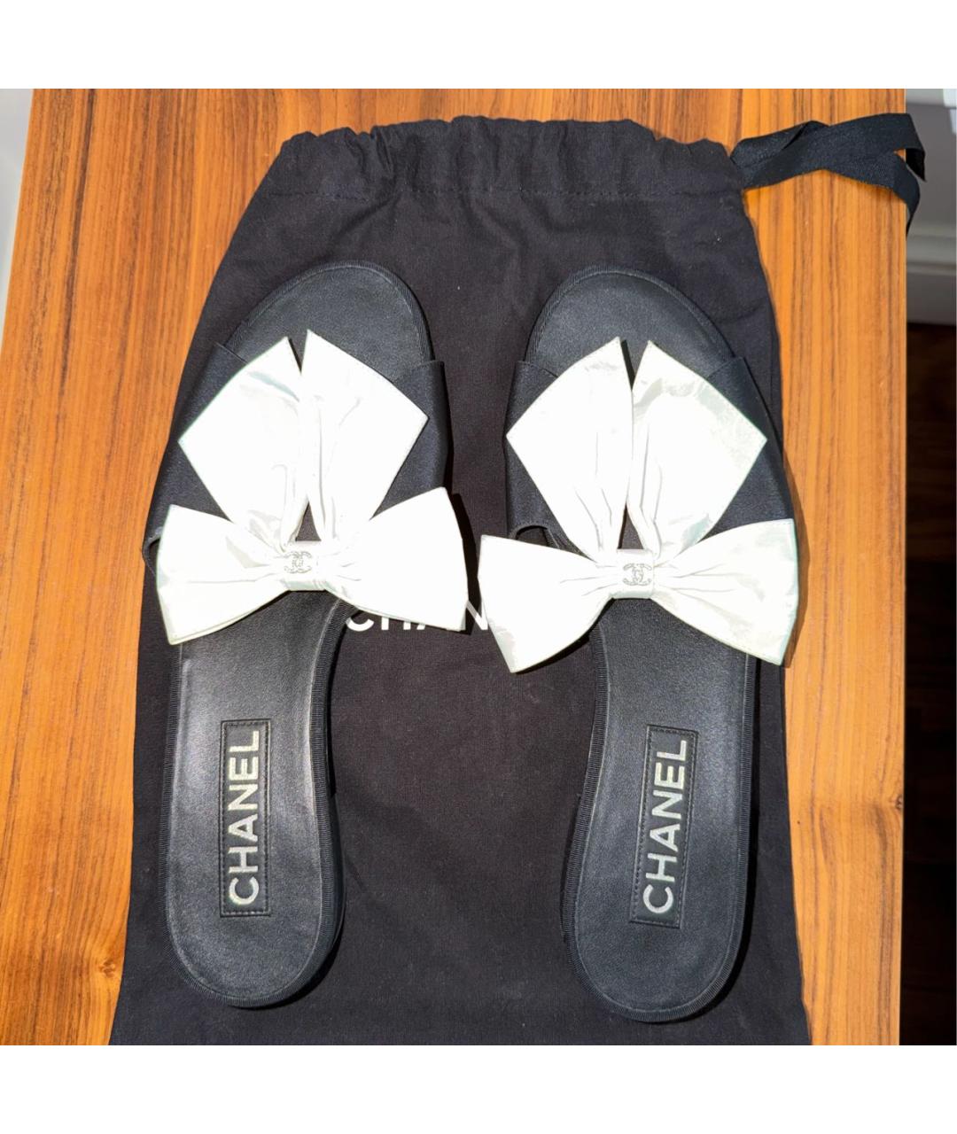 CHANEL Черные шлепанцы, фото 5
