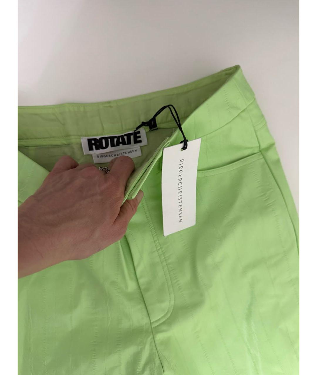 ROTATE Салатовые кожаные брюки широкие, фото 6