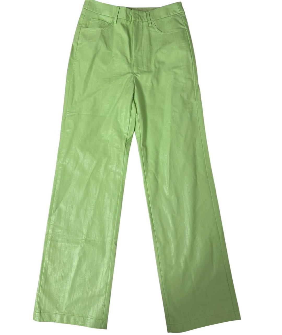 ROTATE Салатовые кожаные брюки широкие, фото 9