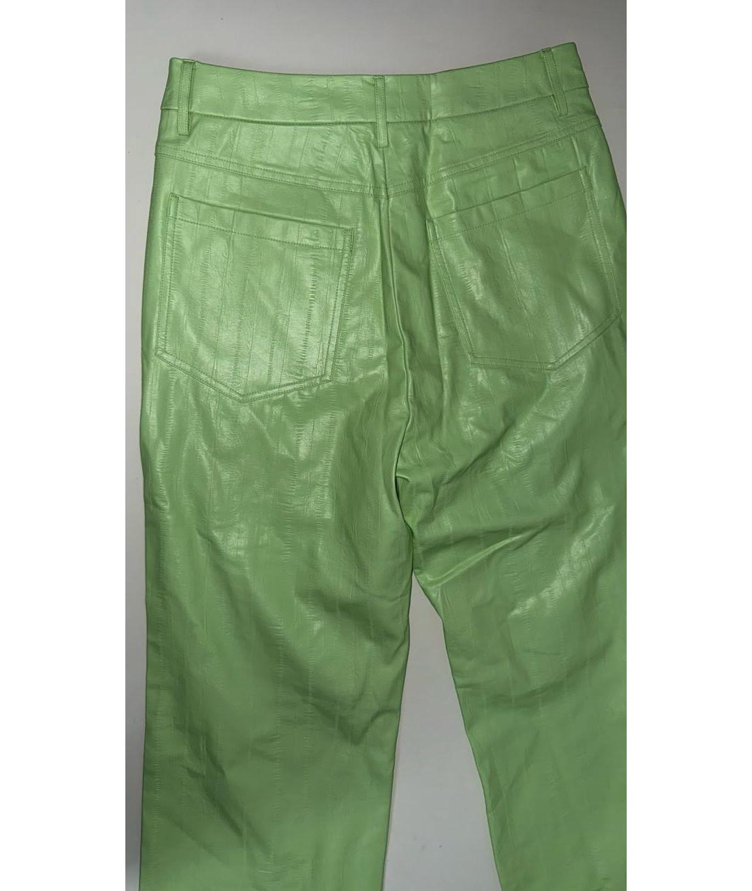 ROTATE Салатовые кожаные брюки широкие, фото 7