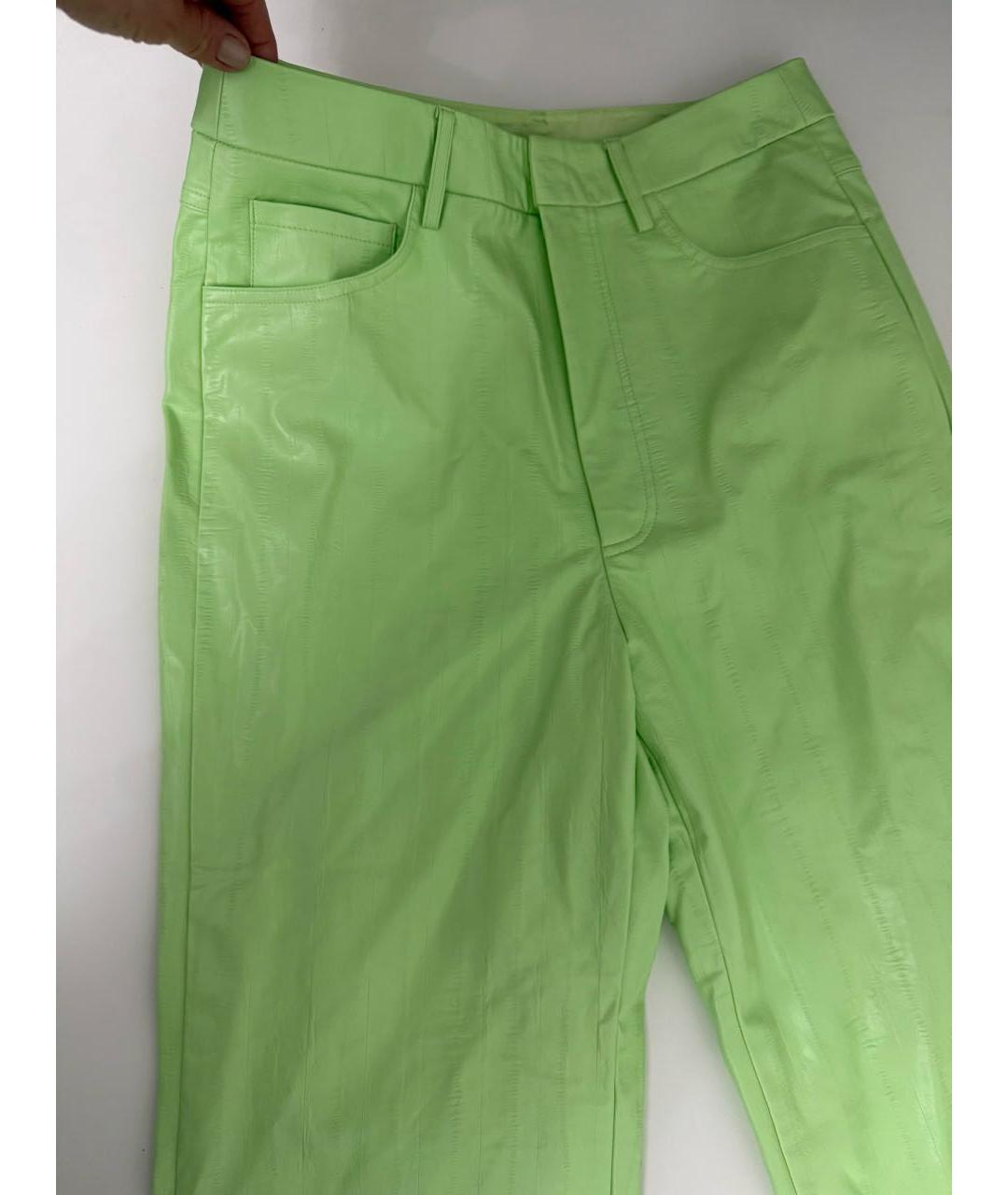 ROTATE Салатовые кожаные брюки широкие, фото 3
