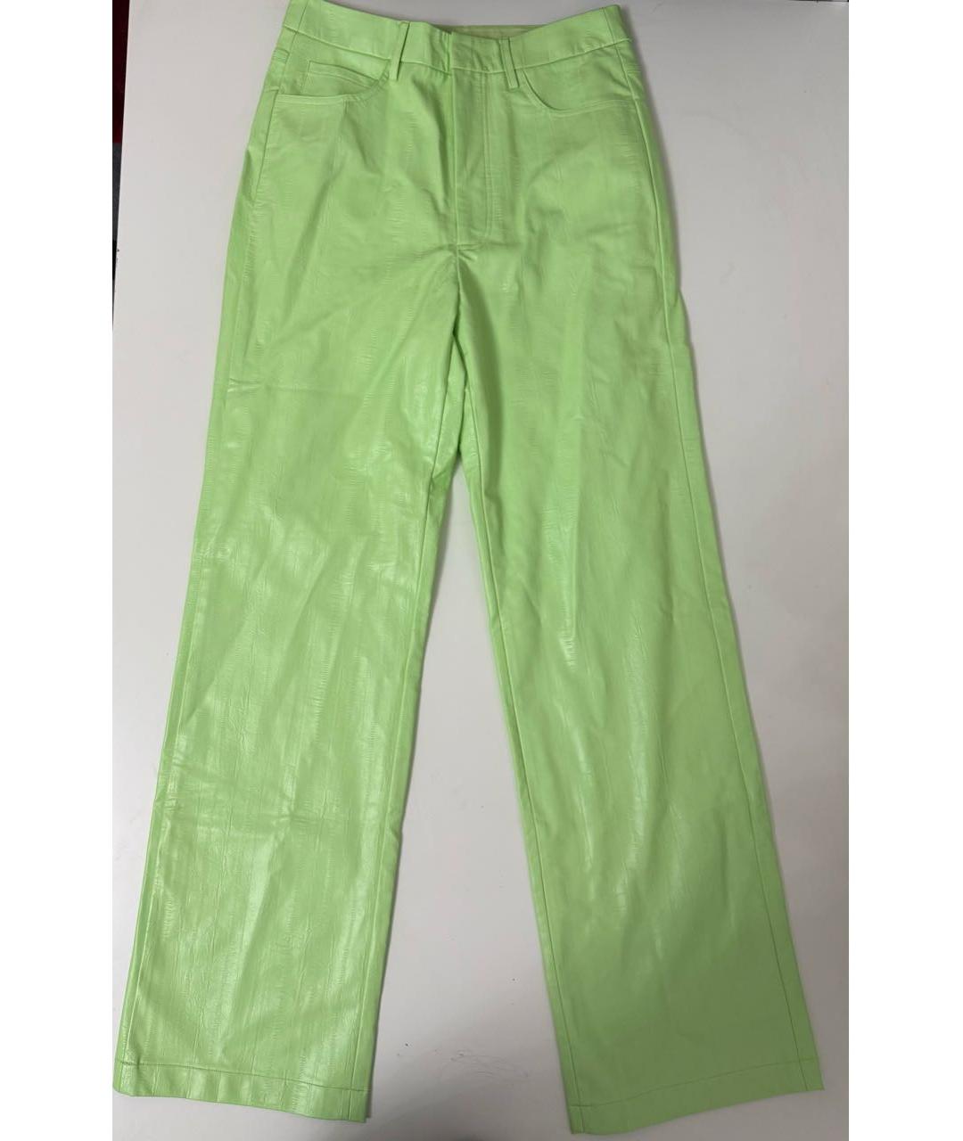 ROTATE Салатовые кожаные брюки широкие, фото 2