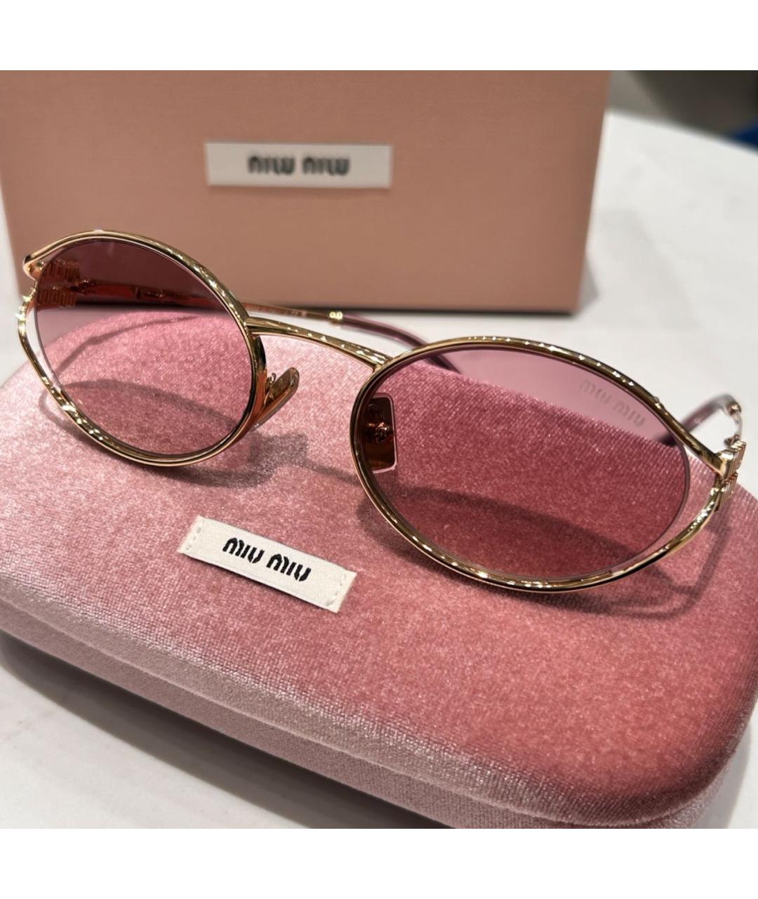 MIU MIU Золотые металлические солнцезащитные очки, фото 4