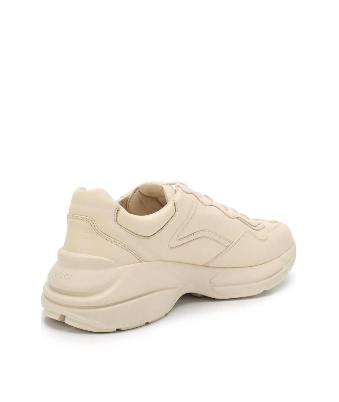 GUCCI Бежевые кожаные низкие кроссовки / кеды, фото 3