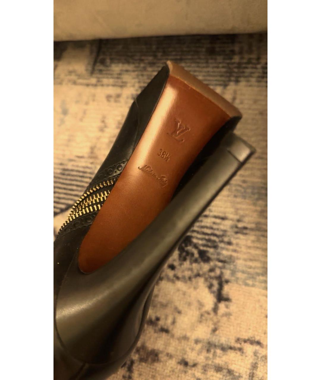 LOUIS VUITTON Черные кожаные высокие ботинки, фото 2